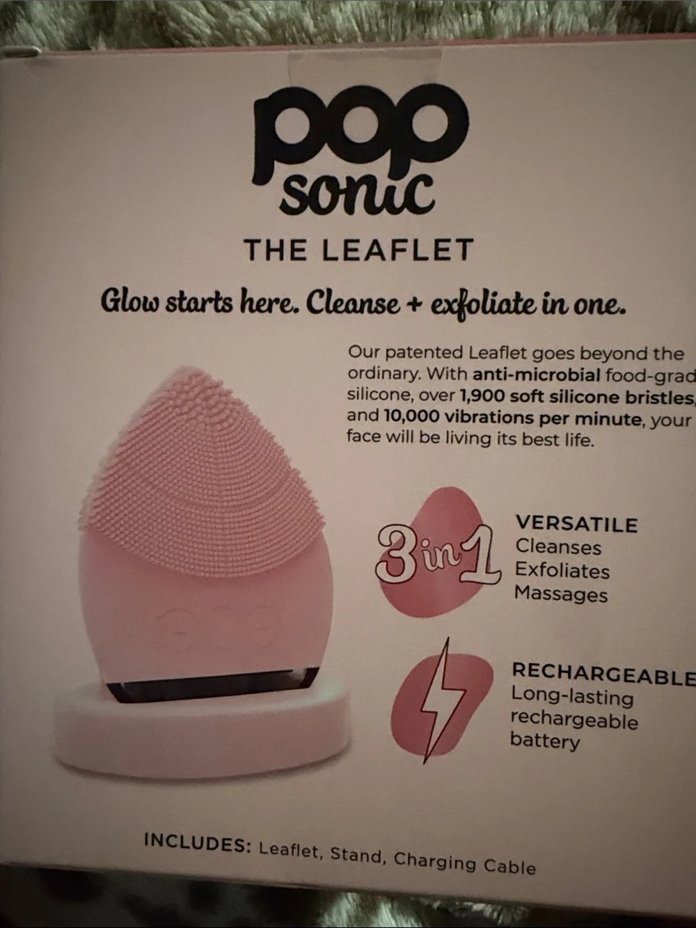pop sonic The Leaflet Rechargeable Sonic Facial Device - Pink